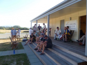 Gathering at the pavilion, Millbrook Cricket Club, Arrowtown